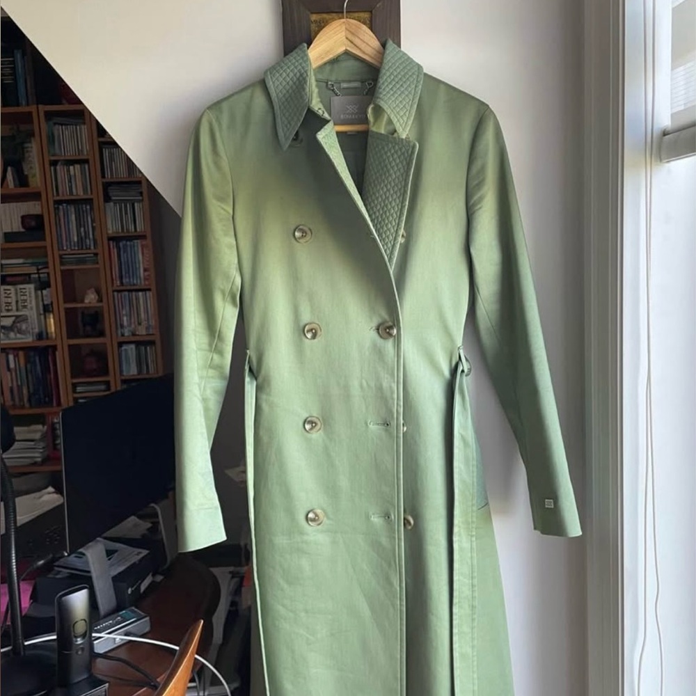 Soia & Kyo Quilted Sage Green Trench Coat - Size Small